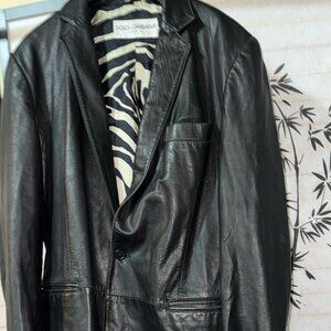 Vintage Dolce&Gabbana XL Black Biker Riding Moto Leather Jacket ITALY